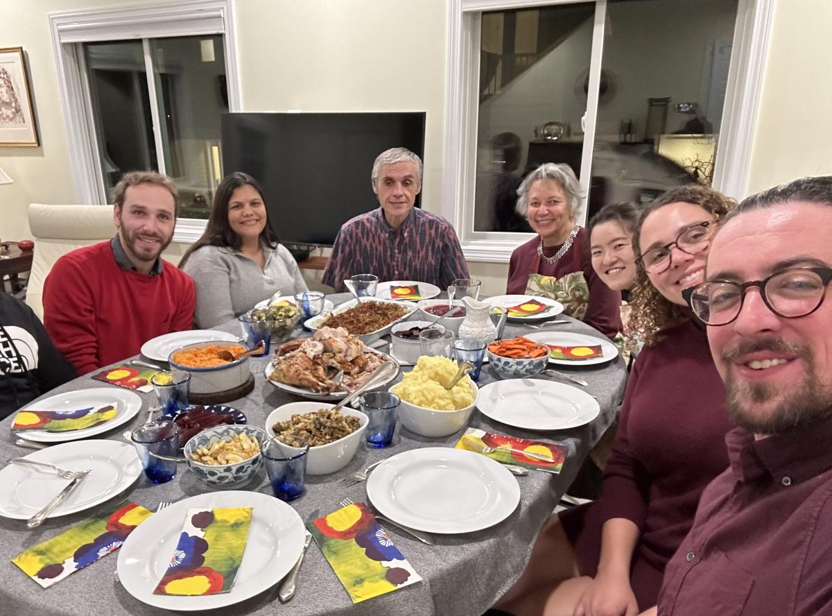Celebrating Thanksgiving dinner