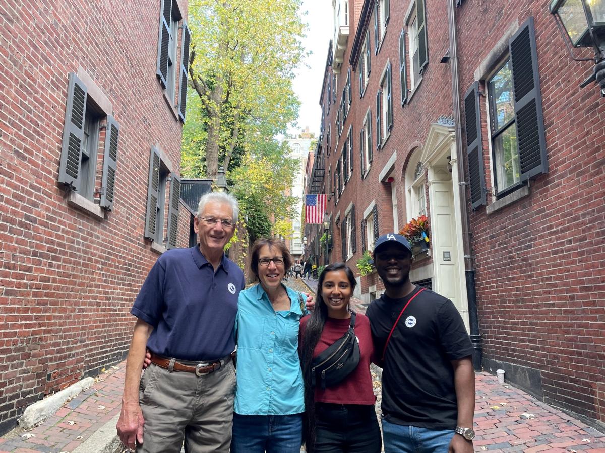 Hosts and students on walking tour of Beacon Hill