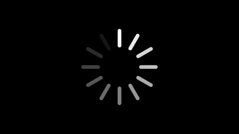 A loading screen showing lines arranged in a circular pattern on a dark background