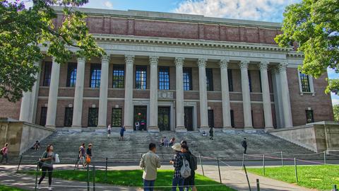 Harvard's Widener Library and Yard