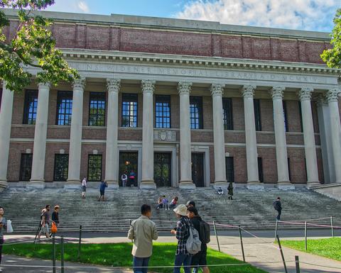 Harvard's Widener Library and Yard